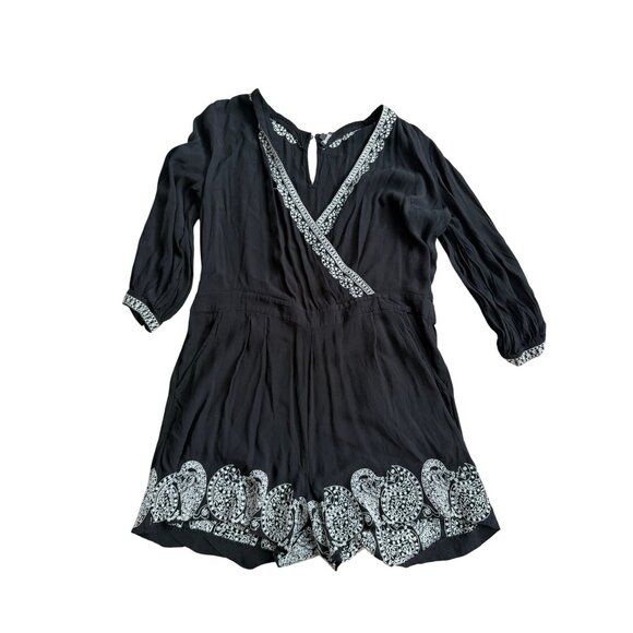 ANN TAYLOR LOFT Black White Embroidered Romper Size XL - Picture 7 of 10
